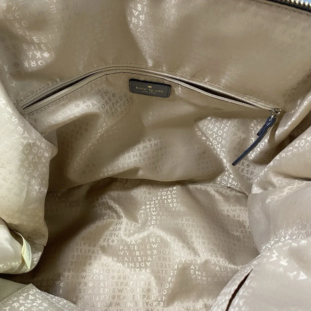 Kate Spade Blaine Windsor Large Gray Ostrich Embossed Leather Satchel Bag‎